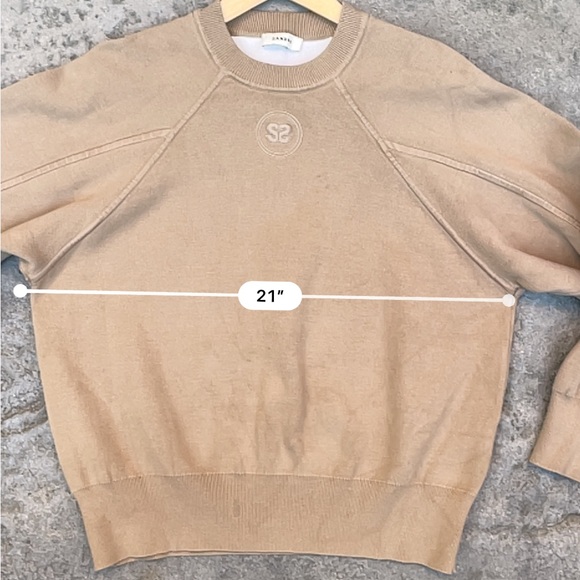 Sandro Tan and Cream Knit Sweater Knitted Logo Sweatshirt Cotton - Picture 6 of 8